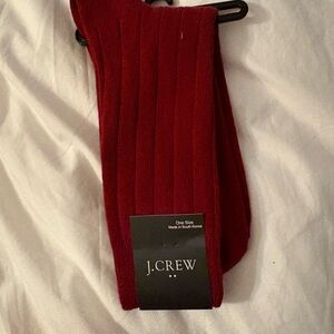 J. Crew Deep Red Ribbed Socks